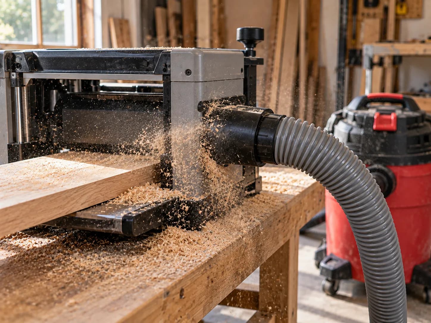 Shop vac dust collection struggling to keep up at a benchtop planer.