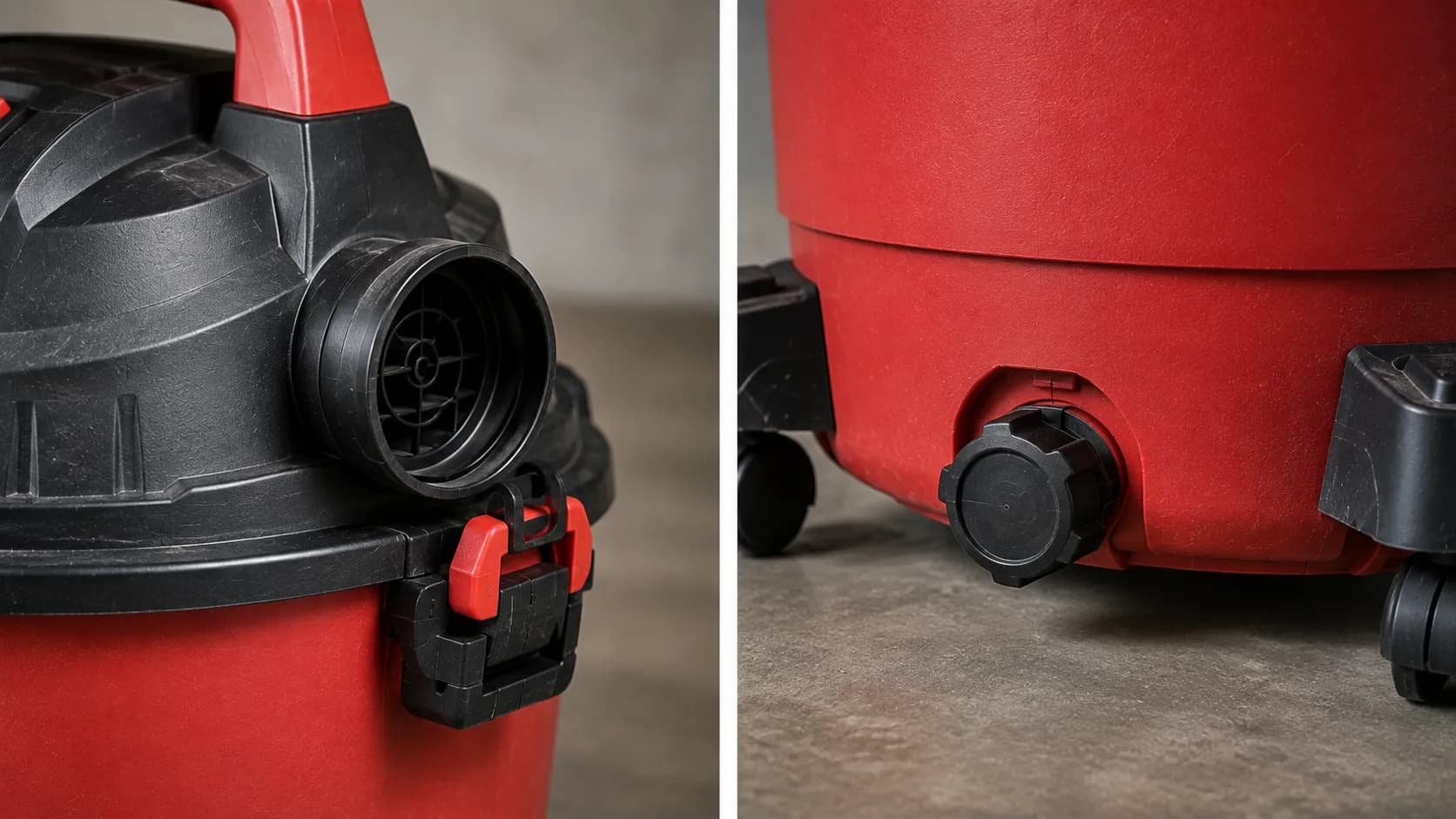 shop vac blower port on top versus drain cap at the bottom