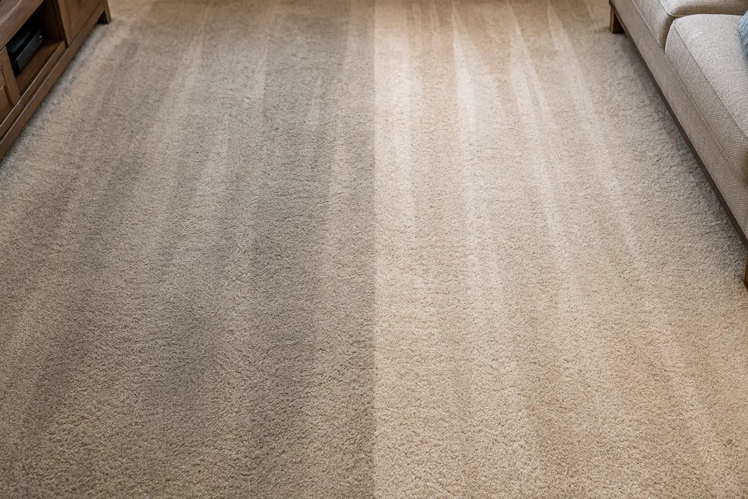 carpet traffic lanes grey after a shop vac then clean after an extractor