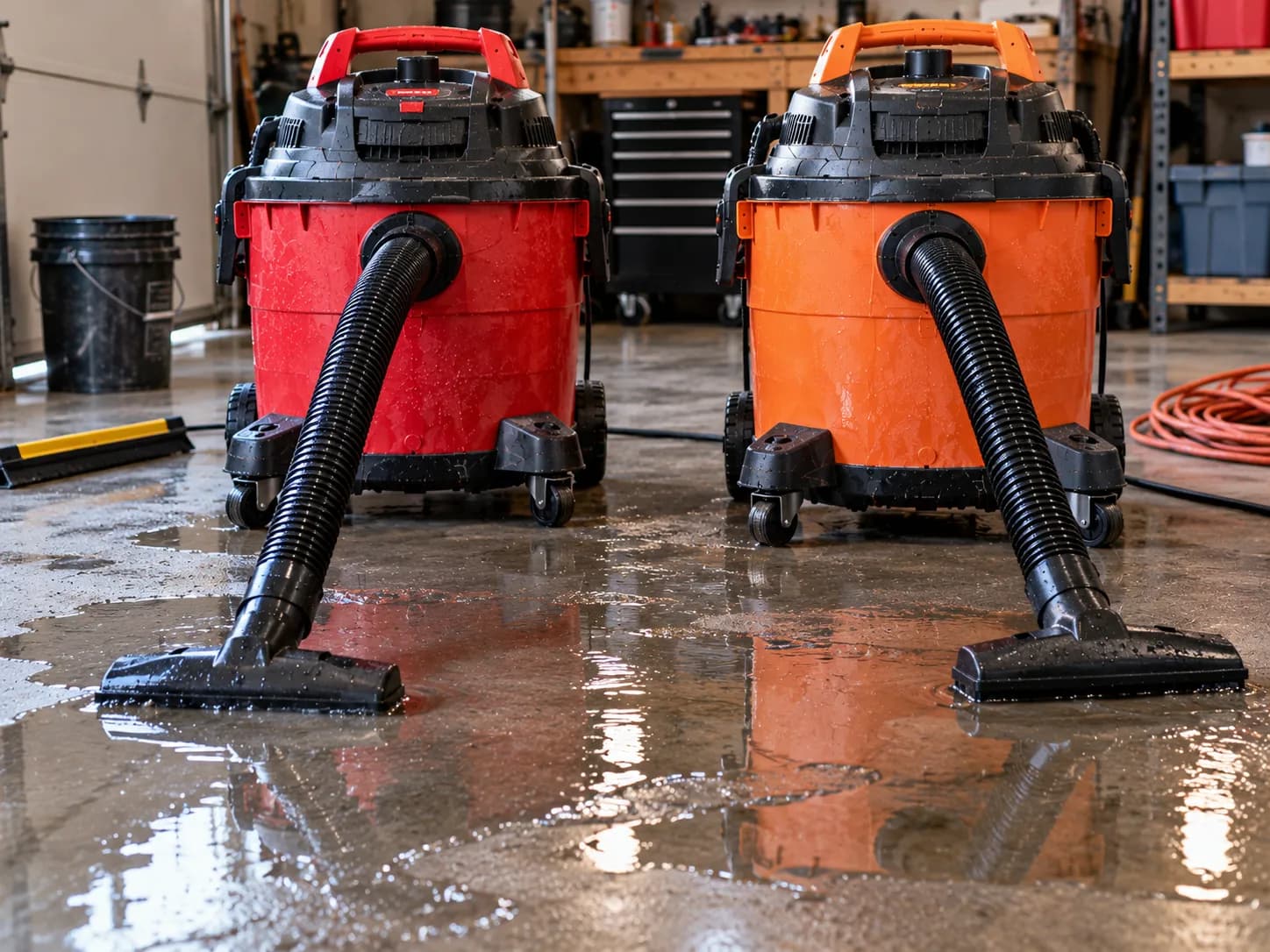 Craftsman vs Ridgid shop vac tested side by side on water pickup