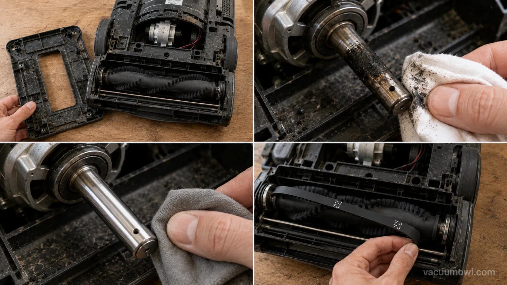 step by step fix for a vacuum belt that keeps breaking including cleaning the motor shaft