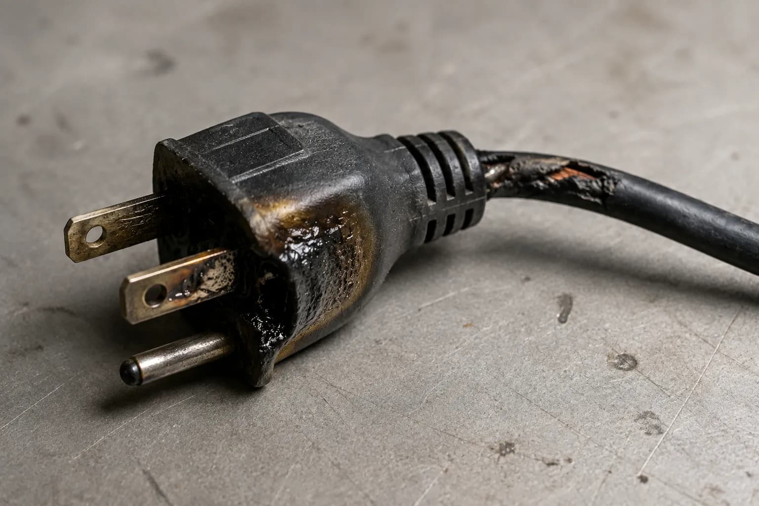 discolored vacuum plug retired after an electrical burning smell