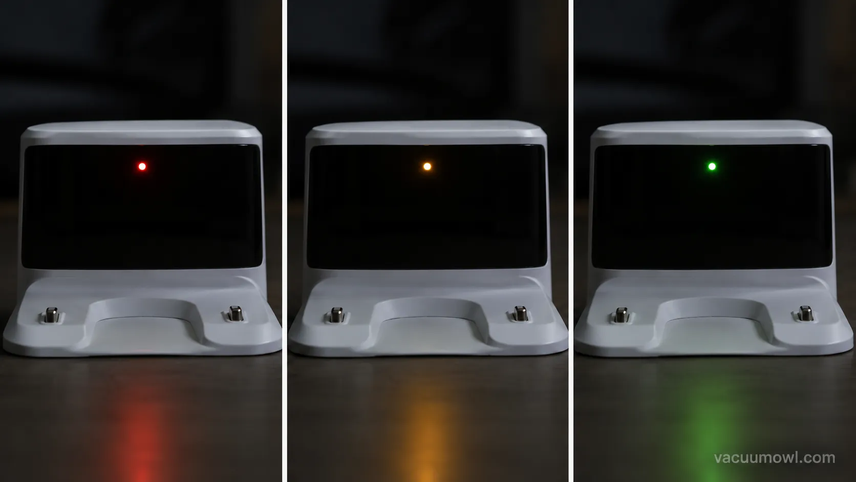 Robot vacuum dock light flashing then green after a reset.