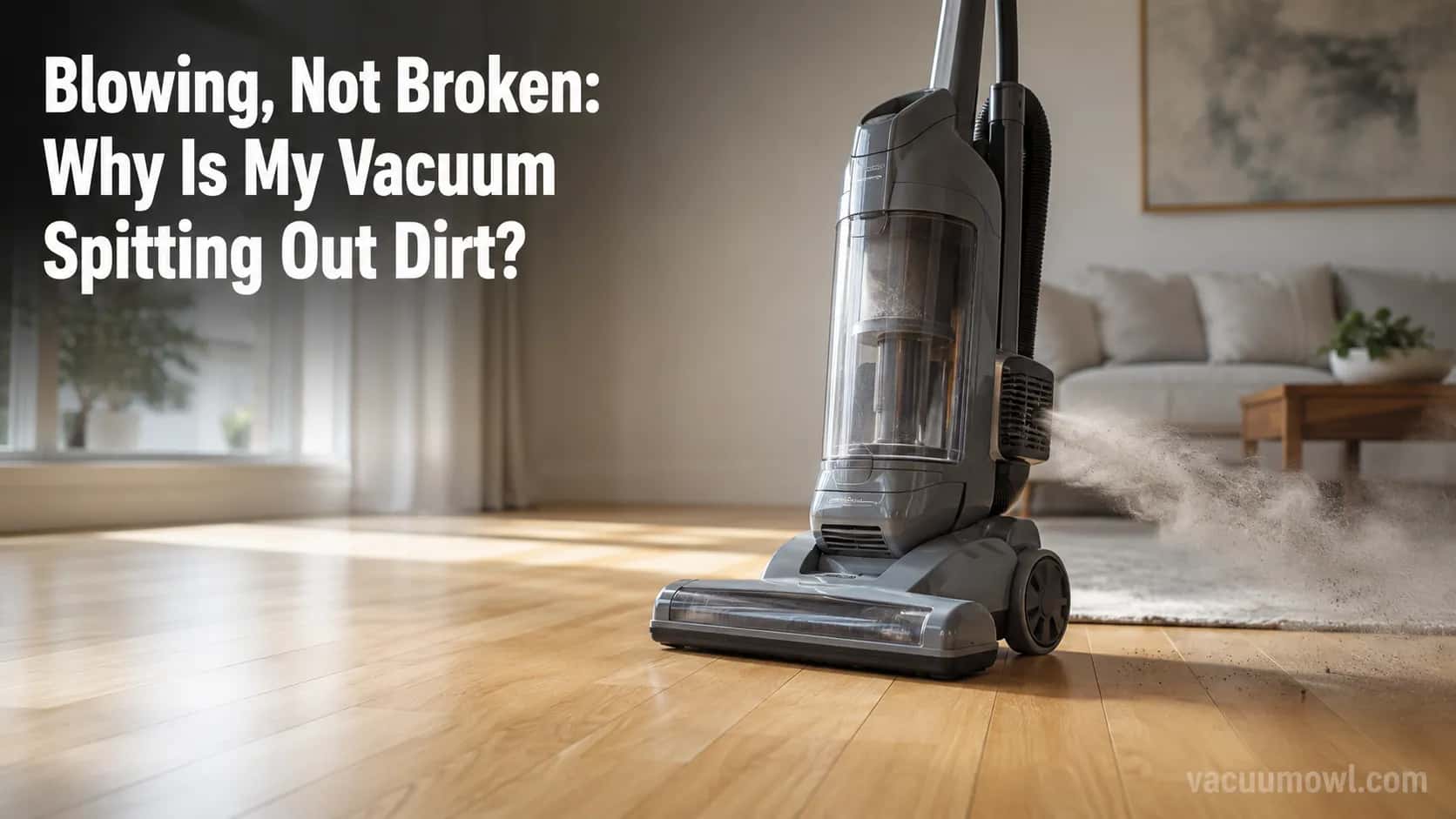 Vacuum blowing fine dust back out onto a hardwood floor instead of picking it up